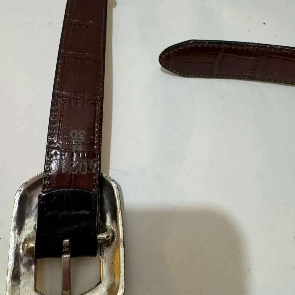 Brighton Marcus 2 Tone Belt VTG Black & Brown Leather Size M 30 Women